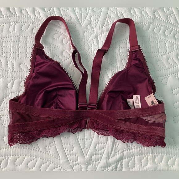 NWT Victoria’s Secret Red Burgandy Wine Maroon Lace and Velvet Demi Bra Bralette - Picture 3 of 7